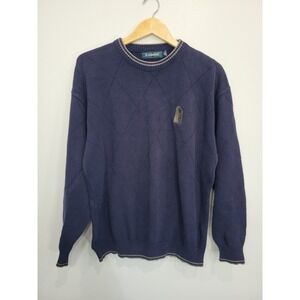 VTG CARMEL Mens Navy Blue Argyle Golf Embroidered Long Sleeve Sweater‎ XL USA